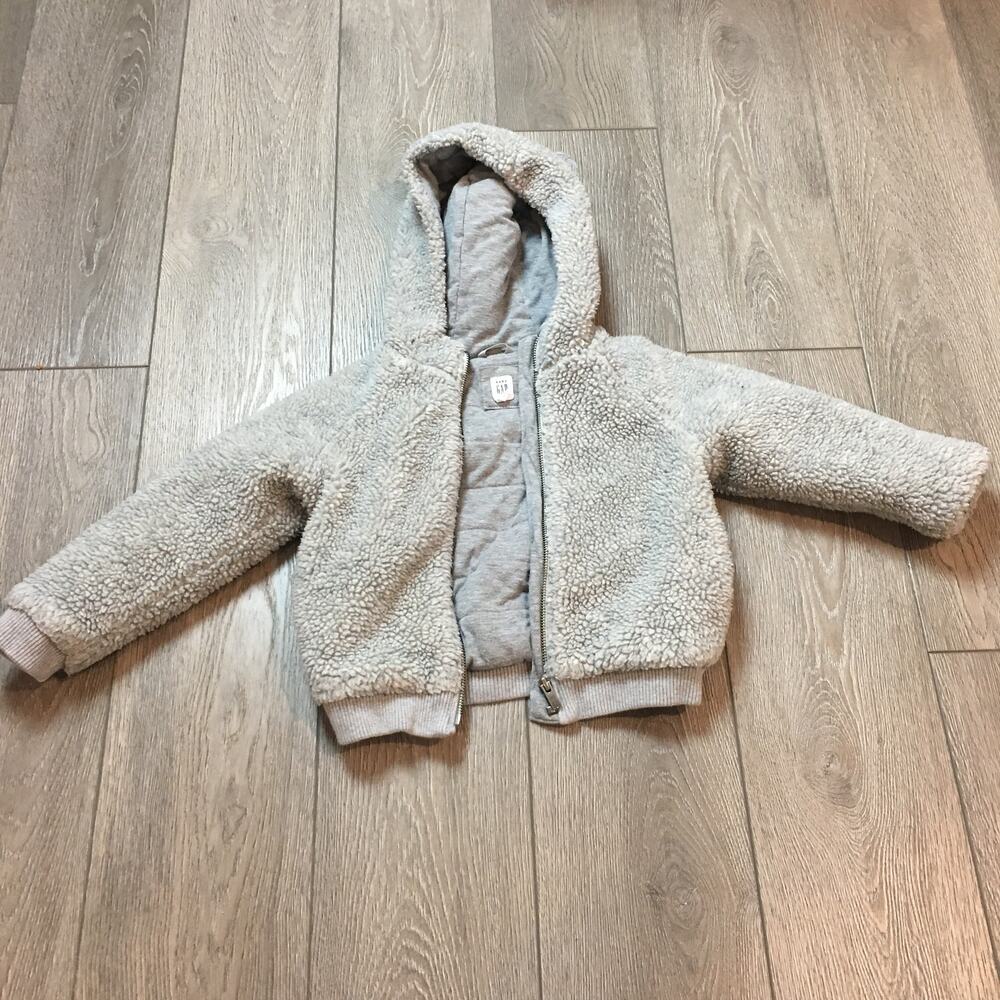 Baby Gap Toddler Sherpa Bear Jacket Heather gray 5 Years Old